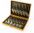 Gold Silverware Set, OGORI 30-Piece Gold Forged Stainless Steel Flatware Set with Square Handle, Service of 6 by OGORI