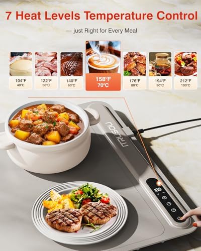Warming Mat for Food (24"x16") - iTRUSOU 7-Level Electric Warming Tray with 400W High-Power, Timer 0–99H & Built-In Strap - Rollable Large Food Warming Mat for Parties & Buffet - Image 2