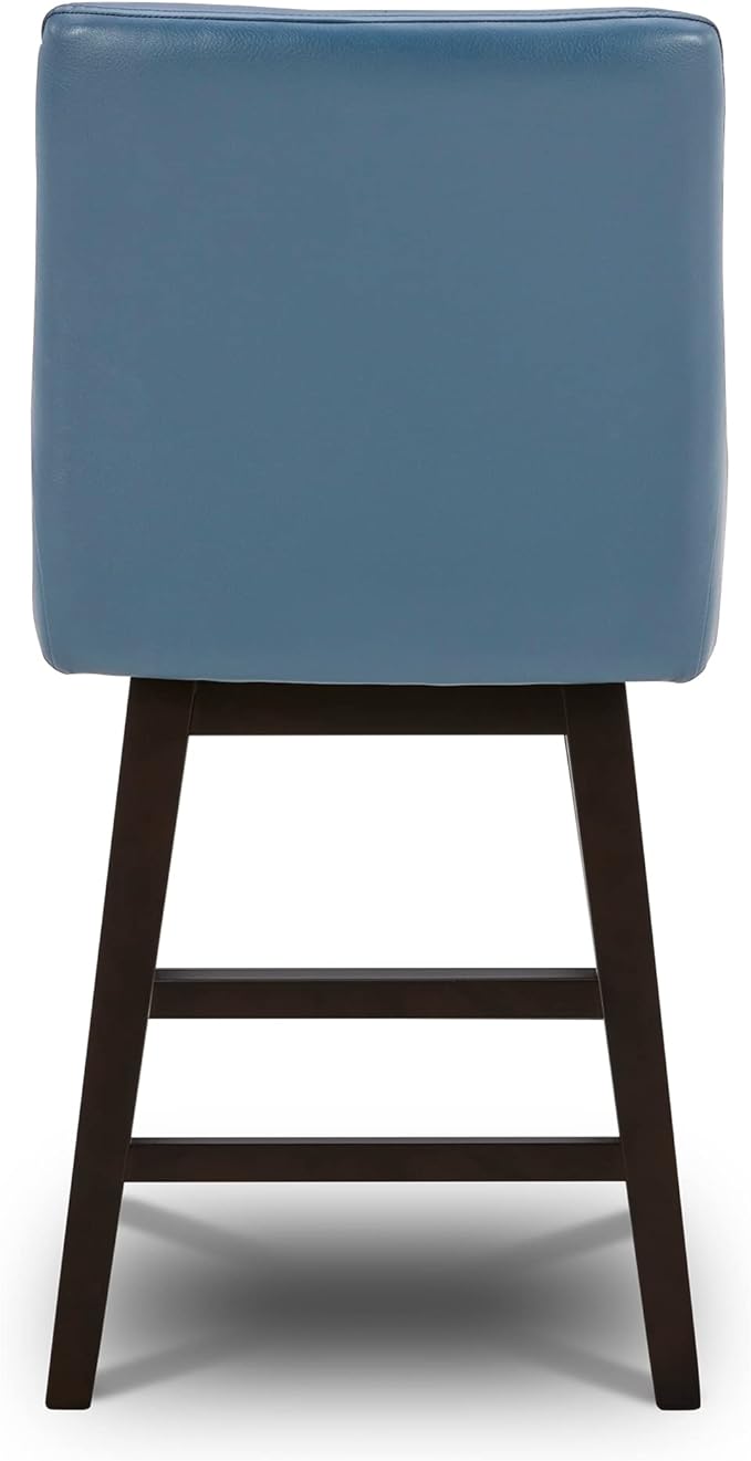 CHITA Counter Height Swivel Barstool, FSC Certified Upholstered Bar Stool, 26.8" H Seat Height, PU Leather in Dark Blue