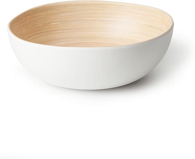 18PCS Bamboo Swirl Melamine Plastic Dinnerware Sets for 6, Plates and Bowls Sets (Light Bamboo)