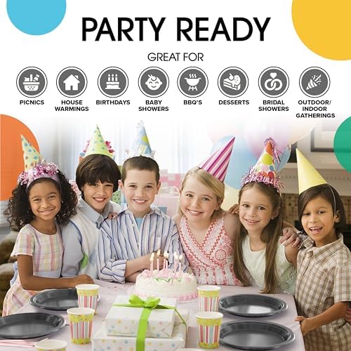 Exquisite Party Solids Sturdy Silver Plastic Plates 10" Party Plates 50 Pcs - Image 6