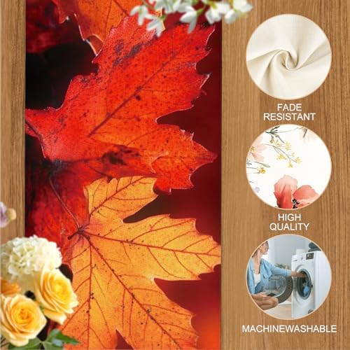 ANNA QUEEN Fall Maple Leaves Table Runner and Placemats Set of 6, 13"x72" Table Runner with 12"x18" Placemats, Autumn Dining Table Set for Kitchen, Farmhouse, Thanksgiving Decoration - Image 4