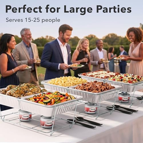 Sterno Disposable Chafing Dish Buffet Set With 6-Hour Fuel, 30 Piece - Image 3