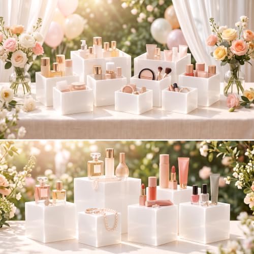 10-Piece White Acrylic Buffet Risers with Signs for Dessert Table - Image 5