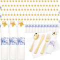 Supernal 60Pack Pre Rolled Gold Plastic Silverware Set Disposable by supernal