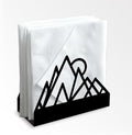 Geometric Mountains Decorative Black Metal Napkin Holder for Table, 4.9" x 4.9" x 1.9" Standing Napkin Holder for Home Kitchen Restaurant Picnic Party Coffee Bar Dining Room