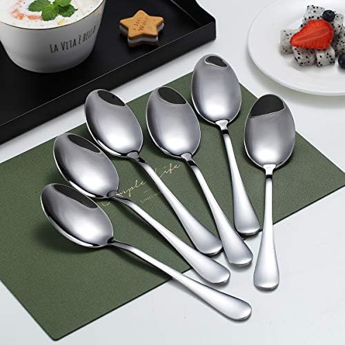 Kyraton 12 Pieces 7.5" Stainless Steel Table and Soup Spoons, Dishwasher Safe Set - Image 2