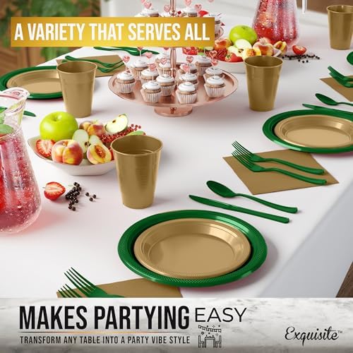 Exquisite 350 Pcs St. Patricks Plastic Plates For Party St. Patricks Disposable Plates Set, 50 Of Each 9" Dinner Plate Set, 7" Dessert Plate, Cups, Napkins & Cutlery Plastic Dinnerware - Image 4