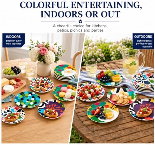 French Bull Melamine Assorted Plates-6 Piece Set -Melamine Dinnerware-Platter, Serving, Party, Platter, Dish (9" Salad Plate, Assorted) - Image 7