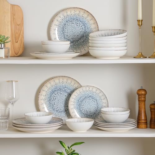 DOMICREVERY Ceramic Dinnerware Sets for 6, 24 pcs Plates and Bowls Sets - Image 6