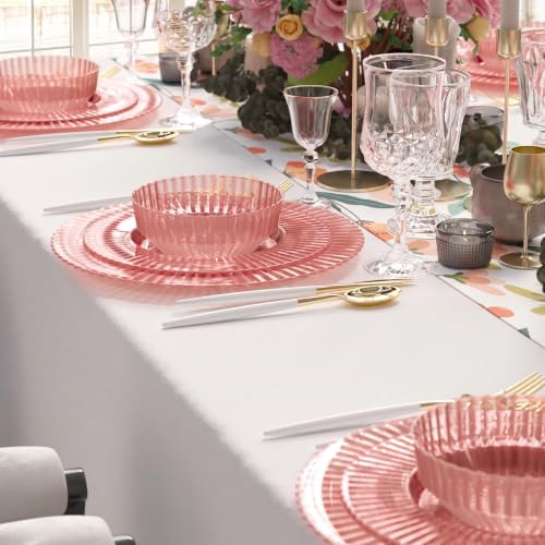 Exquisite 80 Piece Plastic Disposable Plates Set for 40 Guests I 40 X 9 Inch & 40 X 11 Inch Disposable Plastic Plates | Color: Pumpkin | Great for Weddings Parties and Formal Occasions - Image 5