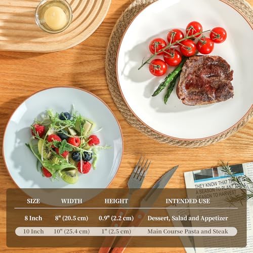 Dinner Plates Ceramic Set of 6, Large 10 Inch Cute Fiesta Plates, Colorful Modern Serving Dishes for Salad Pasta Steak and Kids Daily Meals, Microwave Dishwasher Safe, Assorted Candy Hue - Image 6