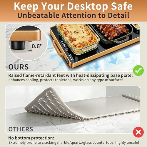 Electric Warming Tray,XL 32"x12",Tempered Glass Warming Mat for Food,Black - Image 6