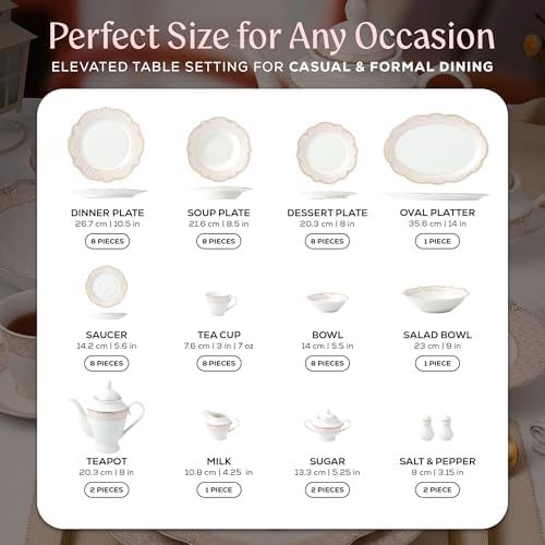 Joseph Sedgh Collection Sandra Bone China Dinnerware Set, 57-Piece - Image 5