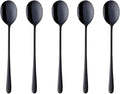 Buyer Star 5-pieces Black Dinner Table Spoons 8-Inch Stainless Steel Metal Korean Soup Spoons