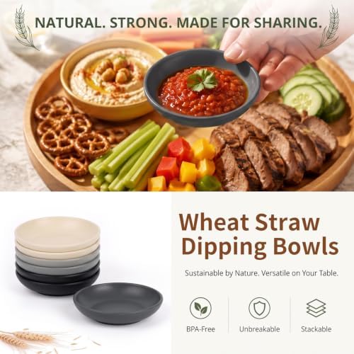 4in Soy Sauce Dish, Unbreakable Dipping Bowls Set of 8 - BlackBeige - Image 7
