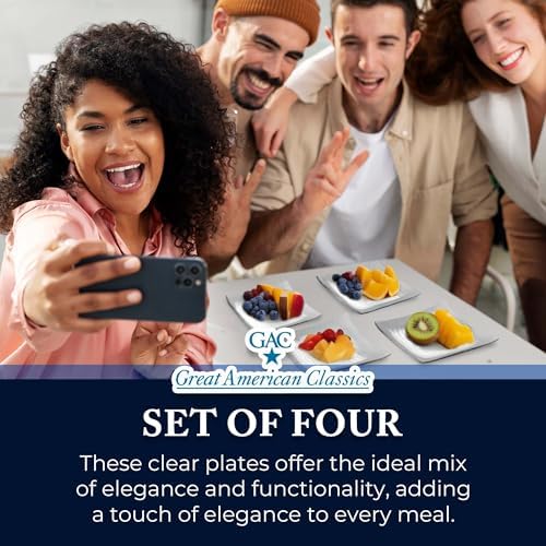 Tempered Glass Dessert Plates – 6 Inch Elegant Square Appetizer Plates, Modern Serving Dishes for Snacks, Salads & Sweets, Durable, Microwave & Dishwasher Safe – Set of 4, Silver Rain Flower - Image 5