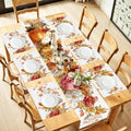 ANNA QUEEN Vintage Fall Floral Table Runner and Placemats Set of 6, 13"x72" Runner with 12"x18" Placemats, Rustic Peony and Garden Flowers Thanksgiving Dining Decor by ANNAQUEEN