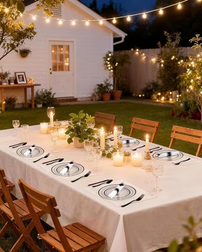 Goodluck 350 Pcs Clear Black Disposable Plastic Party Plate Cup Napkin Sets - Image 6