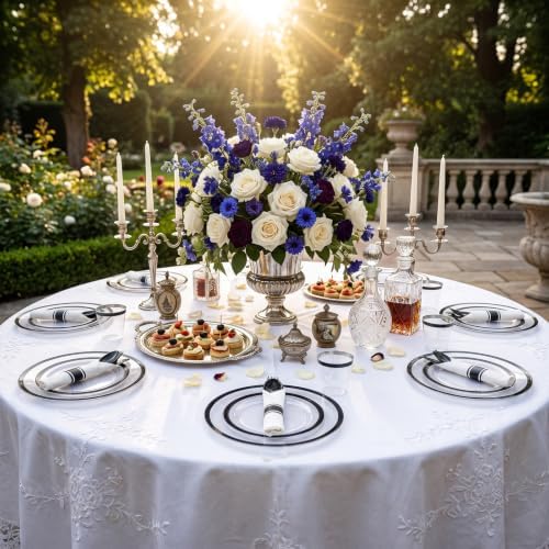 I00000 210 Pcs Clear and Black Plastic Plates, Disposable Dinnerware Set - Image 6