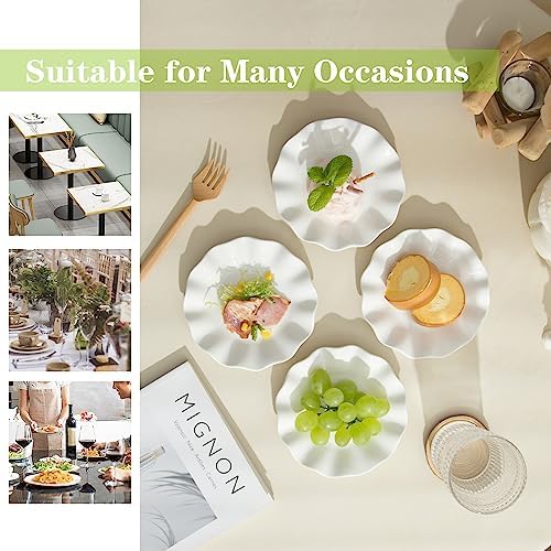 18 Pieces 6 Inch Porcelain Dessert Plates, Wavy Rim, White - Image 5