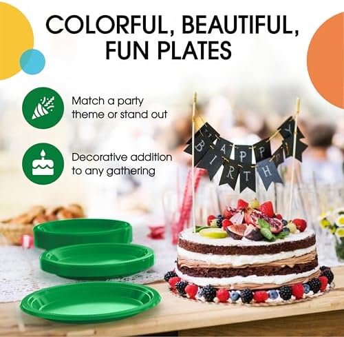 Exquisite Party Solids Sturdy Green Plastic Plates 10" Party Plates 50 Pcs - Image 5