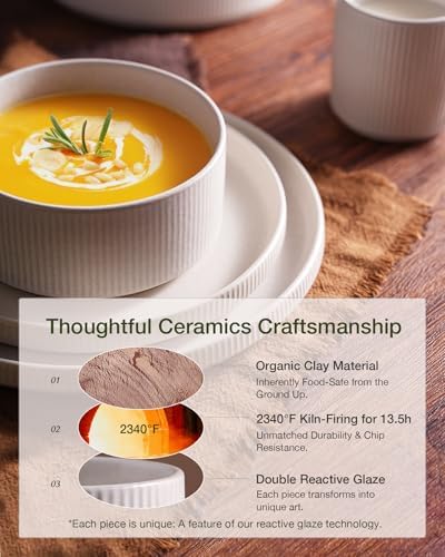 Famiware Star 8-Piece Plates and Bowls, Stoneware Dinnerware Dish Set for 4 - Image 5