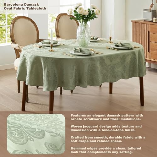 Newbridge Barcelona Damask Fabric Napkins, Set of 4, Sage Green – No Iron, Soil Resistant Cloth Napkins for Dining, Parties and Holidays - Image 6