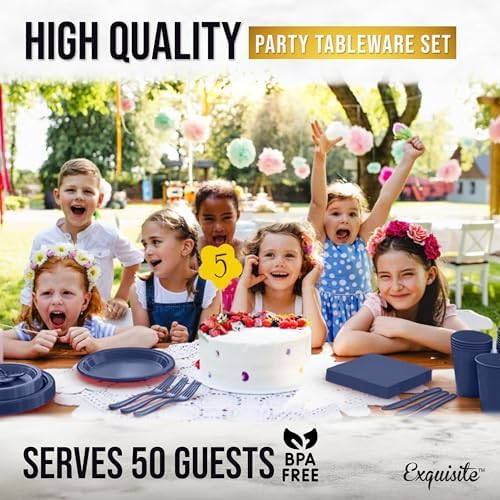 Exquisite 350 Pcs Navy Plates and Napkins Party Supplies Plate Sets - Image 6