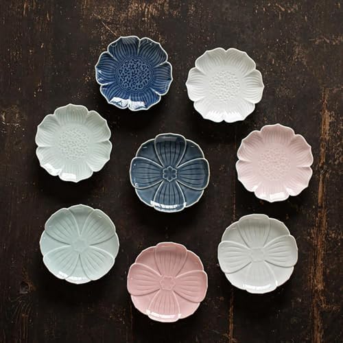 Gaolinci Zen Ceramic Lotus Shaped Appetizer and Dessert Plates (Set of 4) - Image 4