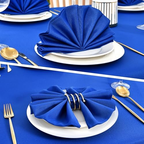 Wolkemer Set of 4 Royal Blue Cloth Napkins 17x17 Inches Washable Napkins - Image 4