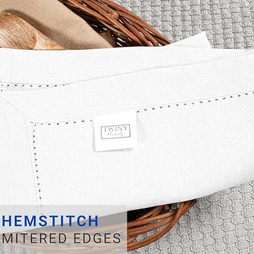 TWINY threads 12Pcs 100% Cotton Cloth Napkins, 18"x18", Reusable, White - Image 5