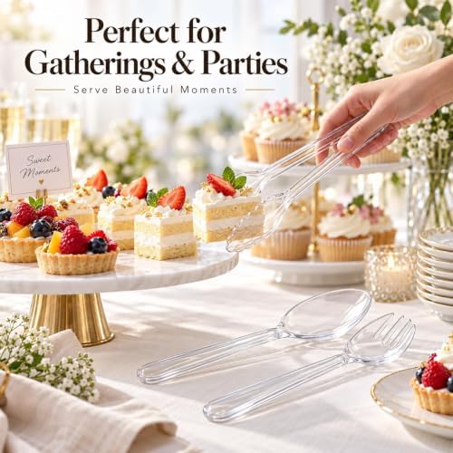24 Pcs Clear Plastic Serving Utensils Set, Serving Spoons For Buffet - Image 3