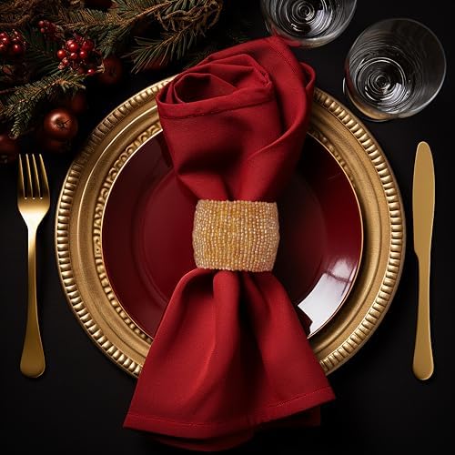COTTON CRAFT Glitz Handmade Beaded Napkin Rings - Set of 12 - Champagne - Image 2