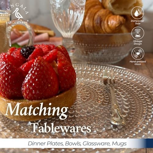 Clear Hobnail Dessert Plates Set 4 Pressed Glass 8 Inch - Image 4