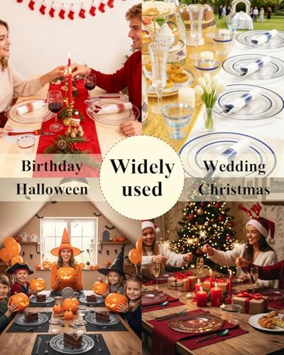 Goodluck 700 Pcs Disposable Clear Blue Plates and Napkins Party Supplies - Image 7