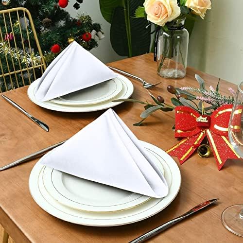 Ruvanti Cloth Napkins Set of 6, Cotton Enrich 18”x18” - White - Image 5