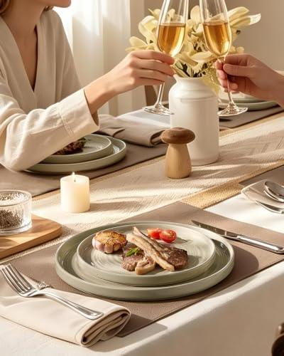 Stoneware Dinnerware Sets, Plates, Bowls, Dishes Set for 8 - Image 2