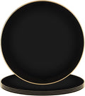 PARTY BARGAINS 13-Inch Charger Plates - 4 Pack, Organic Collection Black Gold Rim, Heavy-Duty Disposable Chargers for Elegant Dining - Ideal for Weddings and Formal Events