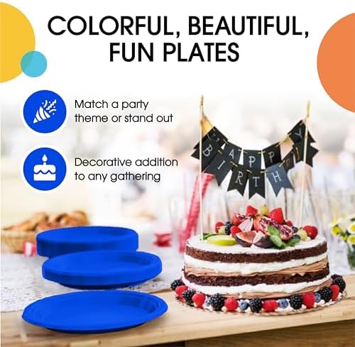 Exquisite Party Solids Sturdy Black Plastic Plates 7" Cake Plates 50 Pcs - Image 5