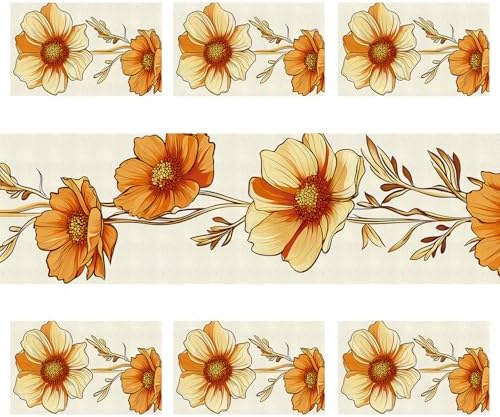 ANNA QUEEN Fall Floral Table Runner and Placemats Set of 6, 13"x72" Table Runner with 12"x18" Placemats, Autumn Flowers Dining Decor for Kitchen, Farmhouse, Thanksgiving Table Setting - Image 3