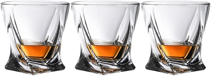 Crystal Whiskey Glass Set of 3 - Old Fashioned Bourbon Glasses, Perfect for Scotch and Cocktails (Style 2,3pcs)