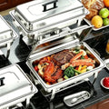 Chafing Dish Buffet Set 4 Packs,9 Quart Stainless Steel Foldable Rectangular Chafing Full Size Food Pan,Chafing Servers With Covers buffet servers and food warmers for parties wedding outdoor banquet by ABrandwithtemperature