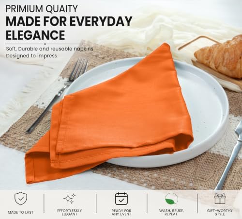 Ruvanti Cloth Napkins Set of 6, Cotton Enrich 18”x18” - Orange/Fall - Image 4