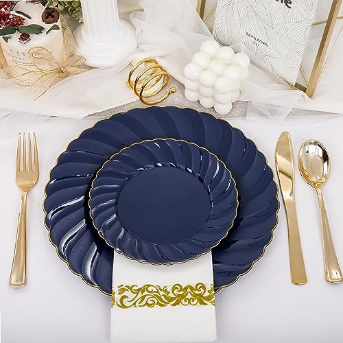 YOUBET 150PCS Blue Plastic Plates for Wedding Birthday Parties - Image 6