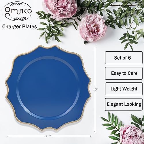 Blue Chargers for Dinner Plates, 13 Inch Scalloped Plastic Decorative Table Charge Service Plates Set of 6 for Wedding, Holiday, Thanksgivng, Christmas - Image 3