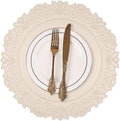 Noctiflorous Round Faux Leather 15 Inch Placemats Set of 6 Waterproof Wipeable Heat Resistant Tablemat for Dining Table Kitchen Non Slip Washable Oilproof Table Place Mat for Indoor Outdoor(Beige, 6)