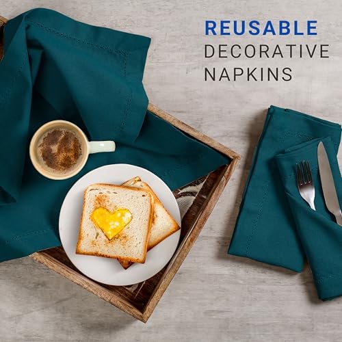 TWINY threads 12 Pack 100% Cotton Cloth Napkins, 18" x 18", Teal Green - Image 3
