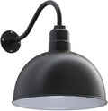 Steel Lighting Co. Hollywood Bowl Light | Outdoor Wall Mounted | 15 inch Bowl Dome | 16 inch Gooseneck | Barn Light Made in America | Matte Black Exterior/White Interior