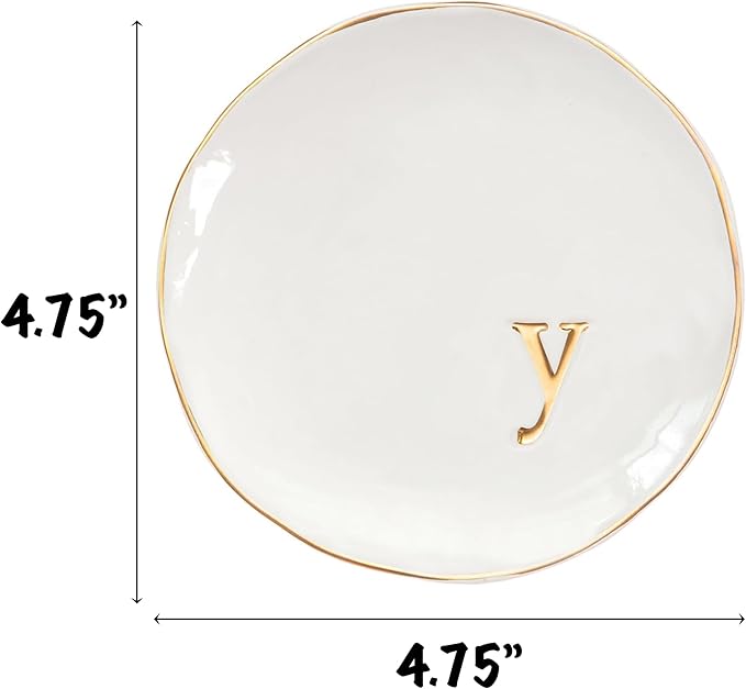 COLLECTIVE HOME - Ceramic Jewelry Tray, Decorative Trinket Dish for Rings Earrings Necklaces Bracelet Watch Keys, Birthday Mother's Day Christmas Gift for Women, 4.75", Glossy (y)